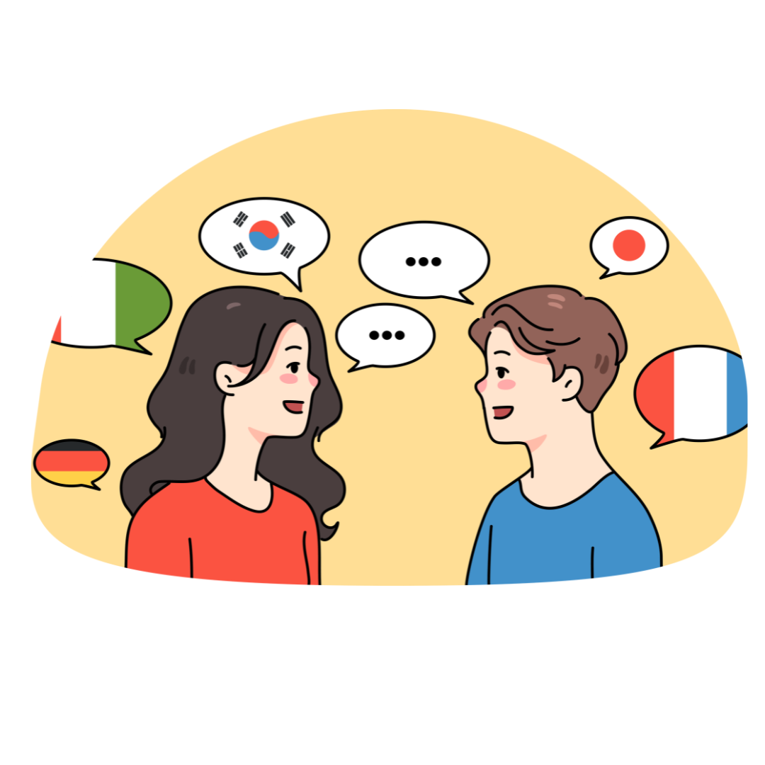 image depicting people talking in different languages